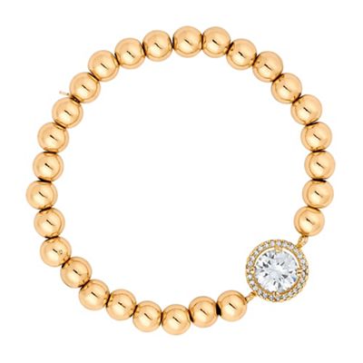 Gold stretch bracelet with central cubic zirconia